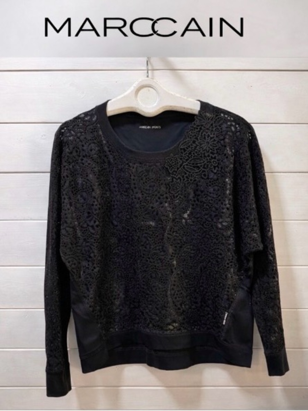 MARC CAIN SPORTS Black Lace Sweatshirt – Size N3 (M/L)